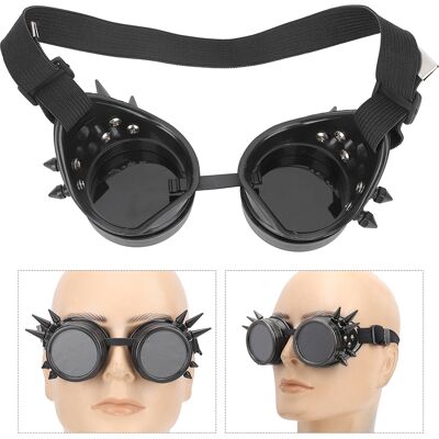 HEAT Abs Industrielle Vintage-steampunk-brille Mit Spikes, Einzigartige Fahrradbrille, Doppellagige Winddichte Sonnenbrille, Schwarz HEAT Abs Industrielle Vintage-steampunk-brille Mit Spikes, Einzigartige Fahrradbrille, Doppellagige Winddichte Sonnenbrille, Schwarz