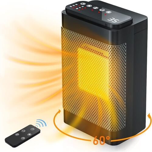 ENOWELIR Raumheizgerät, 60° oszillierende elektrische Heizung mit digitalem Thermostat, PTC-Keramik-Heizelement mit 3 Betriebsmodi, 12-Stunden-Timer,