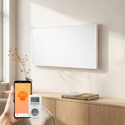 Emke Infrarotheizung Wand 1200 W 120 × 60 Cm, Infrarot-heizpaneel Mit Steck-thermostat Und Wlan-app-steuerung Emke Infrarotheizung Wand 1200 W 120 × 60 Cm, Infrarot-heizpaneel Mit Steck-thermostat Und Wlan-app-steuerung