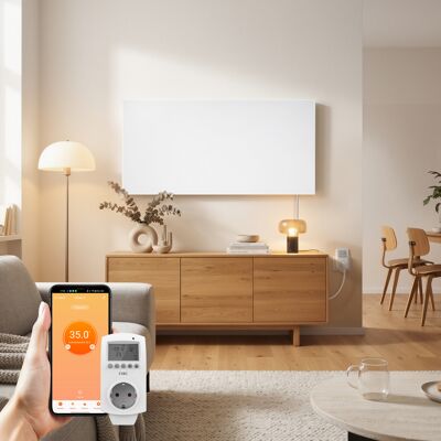 Emke Infrarot-heizpaneel 1200w 120×60 Cm, Rahmenloses Weißes Wandheizpaneel Mit Steck-thermostat Und Wlan-app-steuerung Emke Infrarot-heizpaneel 1200w 120×60 Cm, Rahmenloses Weißes Wandheizpaneel Mit Steck-thermostat Und Wlan-app-steuerung