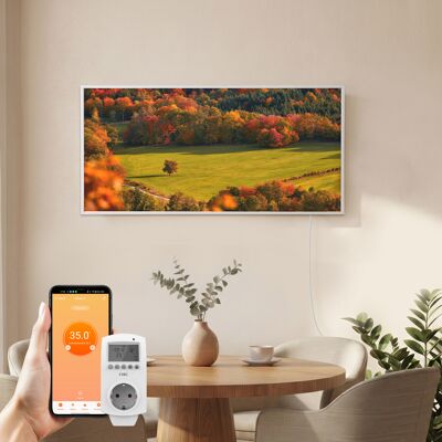 Emke Bildheizung Waldlandschaft 1200 W 120 × 60 Cm, Infrarotheizung Mit Steck-thermostat Und Wlan-app-steuerung Emke Bildheizung Waldlandschaft 1200 W 120 × 60 Cm, Infrarotheizung Mit Steck-thermostat Und Wlan-app-steuerung