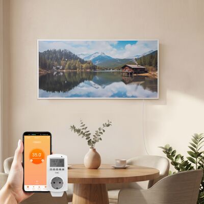 Emke Bildheizung Seelandschaft 1200 W 120 × 60 Cm, Infrarotheizung Mit Steck-thermostat Und Wlan-app-steuerung Emke Bildheizung Seelandschaft 1200 W 120 × 60 Cm, Infrarotheizung Mit Steck-thermostat Und Wlan-app-steuerung