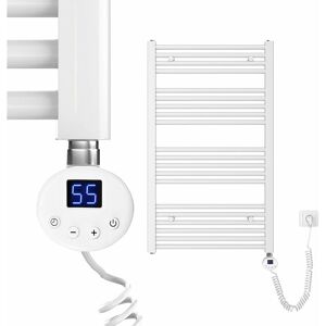 Elektrischer Handtuchtrockner Weiß Badheizkörper mit 500W digital Thermostat 100x60cm Weiß Badheizkörper - Meykoers