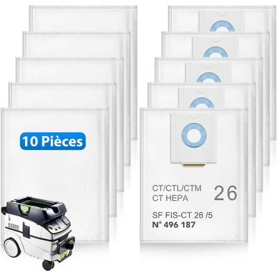 SANS MARQUE 10 Filterbeutel Kompatibel Mit Festool Ct 26/ctm 26 E/ctl 26 E Staubsauger 496187 Staubsaugerbeutel Für Festool Sc Fis-ct 26/5, Einwegbeutel Mit Großem Fassungsvermögen SANS MARQUE 10 Filterbeutel Kompatibel Mit Festool Ct 26/ctm 26 E/ctl 26 E Staubsauger 496187 Staubsaugerbeutel Für Festool Sc Fis-ct 26/5, Einwegbeutel Mit Großem Fassungsvermögen