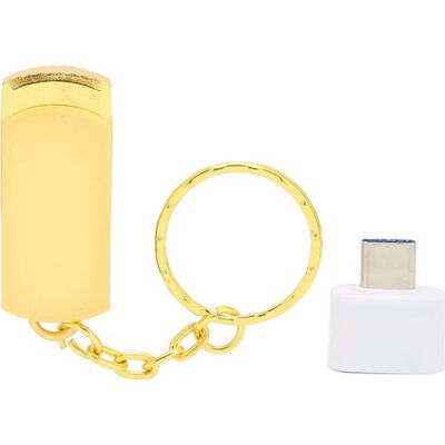 SABE Goldener 16-gb-usb-3.0-schlüsselanhänger, Sowohl Für Mobilgeräte Als Auch Für Computer Geeignet, Tragbarer Usb-stick Aus Aluminiumlegierung Mit Typ-c-adapter SABE Goldener 16-gb-usb-3.0-schlüsselanhänger, Sowohl Für Mobilgeräte Als Auch Für Computer Geeignet, Tragbarer Usb-stick Aus Aluminiumlegierung Mit Typ-c-adapter