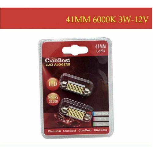 Trade Shop Traesio - Trade Shop - 2 Leuchtmittel Ersatzlampen Innenbeleuchtung Auto 41 mm led 6000K 3 Watt 12V C-6294 -