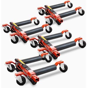 BITUXX 4 Stück PKW Rangierhilfe Rangierheber hydraulisch Wagenheber Auto Rangierroller Rangierheber belastbar bis 680 kg pro Rangierroller (Rot) BITUXX 4 Stück PKW Rangierhilfe Rangierheber hydraulisch Wagenheber Auto Rangierroller Rangierheber belastbar bis 680 kg pro Rangierroller (Rot)