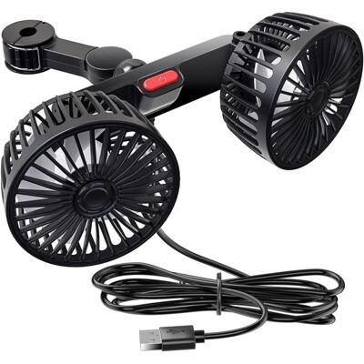 ZVD Doppelköpfiger Usb-autolüfter, 5 V 2 A – 3 Einstellbare Geschwindigkeiten – 360°-drehung – Kompatibel Mit Suvs, Lkws Und Limousinen ZVD Doppelköpfiger Usb-autolüfter, 5 V 2 A – 3 Einstellbare Geschwindigkeiten – 360°-drehung – Kompatibel Mit Suvs, Lkws Und Limousinen