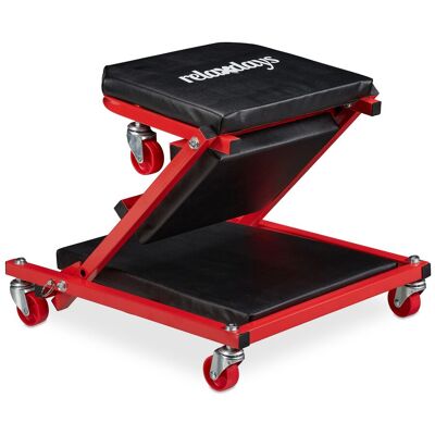 Rollbrett Werkstatt Bis 150 Kg, 2in1 Rollsitz & Werkstattliege Klappbar, 360° Drehbar, F. Auto, Stahl, Schwarz - Relaxdays Rollbrett Werkstatt Bis 150 Kg, 2in1 Rollsitz & Werkstattliege Klappbar, 360° Drehbar, F. Auto, Stahl, Schwarz - Relaxdays