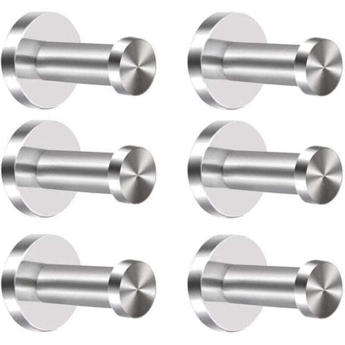 TORMATOR 6-teiliges Set Wandhaken aus Edelstahl, geeignet für Kleider, Bademäntel, Handtücher und Badezimmer, z. B. für Bademäntel, Handtücher, Schlafzimmer,