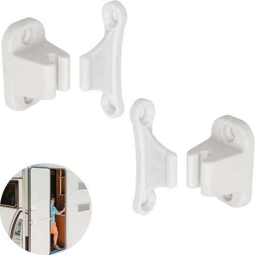 SNQ Türriegel für Wohnwagen und Wohnmobile, 2er-Set, weißes Türschloss, für Wartungs- und Stauraumtüren, Türsicherung für Wohnmobile