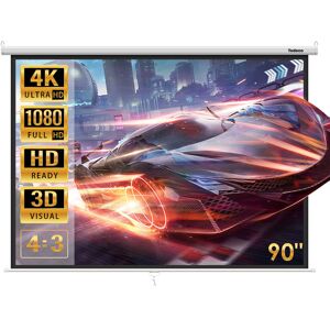 TODECO Leinwand, Hängeleinwand 90' Zoll 137 X 183 Cm, Format 4:3, Heimkino Mit 4k Full Hd 3d, Manuelle Rolloleinwand Für Heimkino Und Präsentation TODECO Leinwand, Hängeleinwand 90' Zoll 137 X 183 Cm, Format 4:3, Heimkino Mit 4k Full Hd 3d, Manuelle Rolloleinwand Für Heimkino Und Präsentation