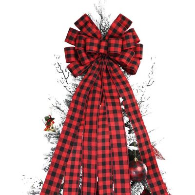 JUTE Dekorative Weihnachtsbaumschleife, Rot-schwarz Kariert, 65 X 34 Cm JUTE Dekorative Weihnachtsbaumschleife, Rot-schwarz Kariert, 65 X 34 Cm