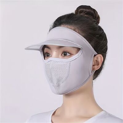NONAME Damen-gesichtsmaske Mit Visier, Aus Sommerlichem Eisseidenfasergewebe, Dünn Und Atmungsaktiv, Sonnenschutz, Waschbar, Vollständiger Schutz, Für Alle Jahreszeiten, Grau. NONAME Damen-gesichtsmaske Mit Visier, Aus Sommerlichem Eisseidenfasergewebe, Dünn Und Atmungsaktiv, Sonnenschutz, Waschbar, Vollständiger Schutz, Für Alle Jahreszeiten, Grau.