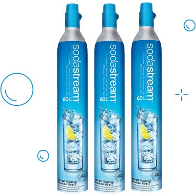Sodastream - Set Mit 3 60l Co2-gas-nachfüllflaschen Für Vergaser 3 X Cylindre Gaz Sodastream - Set Mit 3 60l Co2-gas-nachfüllflaschen Für Vergaser 3 X Cylindre Gaz