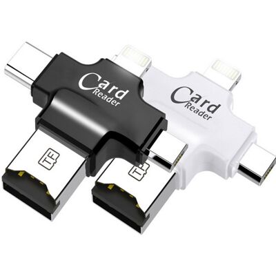 TRADE SHOP TRAESIO Trade Shop - 4-in-1-kartenleser, Microsd, Android, Ios, Windows, Pc, Kartenleser, Fat32, Weiß - TRADE SHOP TRAESIO Trade Shop - 4-in-1-kartenleser, Microsd, Android, Ios, Windows, Pc, Kartenleser, Fat32, Weiß -