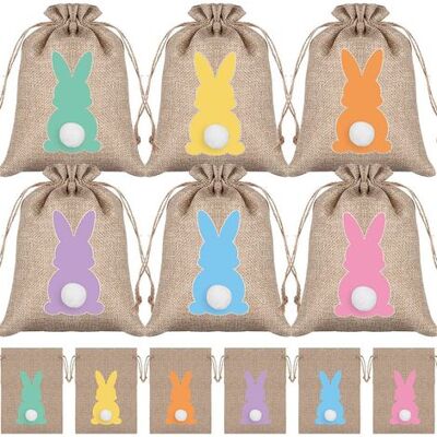 NONAME 6 Jute-osterbeutel Mit Kordelzug – Leinen-geschenktüten Mit Hasenmotiv, Ausgestattet Mit Jute-kordelzügen, Für Gastgeschenke, Weihnachtsgeschenke Und Als Füllung Für Osternester NONAME 6 Jute-osterbeutel Mit Kordelzug – Leinen-geschenktüten Mit Hasenmotiv, Ausgestattet Mit Jute-kordelzügen, Für Gastgeschenke, Weihnachtsgeschenke Und Als Füllung Für Osternester