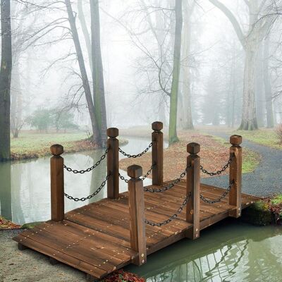 Holzbrücke Mit Gelaender, Gartenbrücke Teichbrücke, Zierbrücke Belastbar Bis 180kg, Dekobrücke Für Garten, Teich, Bach, Bauernhof 151x67x55 Cm - Costway Holzbrücke Mit Gelaender, Gartenbrücke Teichbrücke, Zierbrücke Belastbar Bis 180kg, Dekobrücke Für Garten, Teich, Bach, Bauernhof 151x67x55 Cm - Costway