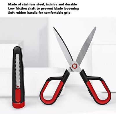 HEAT Edelstahl-universalmesser Mit Einziehbarem Kartonschneider Und Tragbarer Schere Für Büro, Schule Und Zuhause HEAT Edelstahl-universalmesser Mit Einziehbarem Kartonschneider Und Tragbarer Schere Für Büro, Schule Und Zuhause