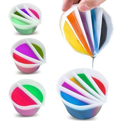 NONAME Set Mit 4 Farbgießbechern Mit 2 Bis 5 Kanälen, Harzformen Und Silikon-mischbechern Für Harzprojekte NONAME Set Mit 4 Farbgießbechern Mit 2 Bis 5 Kanälen, Harzformen Und Silikon-mischbechern Für Harzprojekte