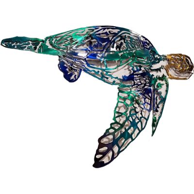 JUTE Metallene Wanddekoration Für Den Innenbereich, Die Ein Segelboot, Eine Schildkröte Und Eine Qualle Darstellt Schildkröte 30 Cm, Einheitsgröße. JUTE Metallene Wanddekoration Für Den Innenbereich, Die Ein Segelboot, Eine Schildkröte Und Eine Qualle Darstellt Schildkröte 30 Cm, Einheitsgröße.