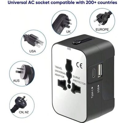 NONAME All-in-one Global-reiseadapter – Universeller Netzadapter Mit Usb-c- Und Usb-a-anschlüssen Für Usa, Eu, Aus (schwarz) NONAME All-in-one Global-reiseadapter – Universeller Netzadapter Mit Usb-c- Und Usb-a-anschlüssen Für Usa, Eu, Aus (schwarz)