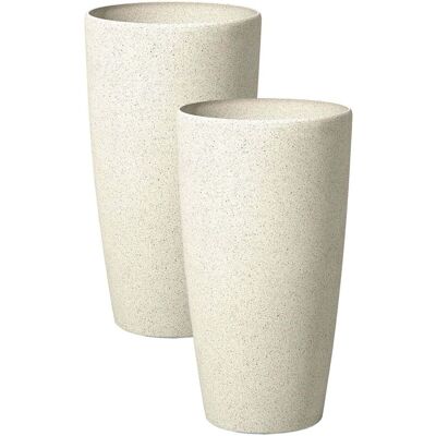 Beliani Set aus 2 Pflanzgefäßen Beige - Modern Minimalistische Gartendekoration Beliani Set aus 2 Pflanzgefäßen Beige - Modern Minimalistische Gartendekoration