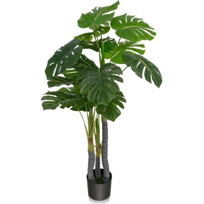 Costway - 120cm Künstliche Pflanzen Monstera Deliciosa, Kunstbaum Grün Mit 20 Blaettern Und Kunststoff-topf, Kunstpflanze Für Zuhause & Büro & Restaurant, Innendekoration Costway - 120cm Künstliche Pflanzen Monstera Deliciosa, Kunstbaum Grün Mit 20 Blaettern Und Kunststoff-topf, Kunstpflanze Für Zuhause & Büro & Restaurant, Innendekoration