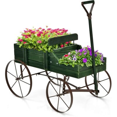 Costway - Gartenwagen Blumentoepfe Blumenkaesten Mit Metall Raedern Pflanzenstaender 62 X 34 X 60cm Grün Costway - Gartenwagen Blumentoepfe Blumenkaesten Mit Metall Raedern Pflanzenstaender 62 X 34 X 60cm Grün
