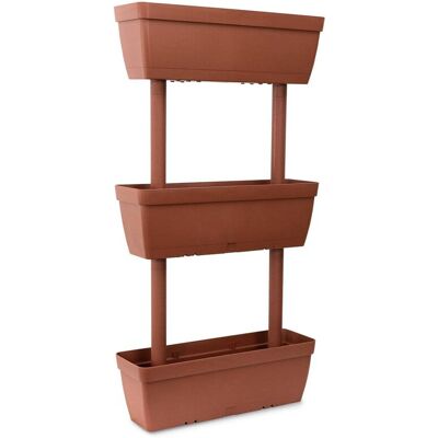 Dmora Set Von 3 Vasen Für Den Häuslichen Gemüsegarten, Set Von 3 Blumentürvasen Für Innen Oder Außenbereich, 100% Made In Italy, 49x22h16 Cm, Braune Farbe Dmora Set Von 3 Vasen Für Den Häuslichen Gemüsegarten, Set Von 3 Blumentürvasen Für Innen Oder Außenbereich, 100% Made In Italy, 49x22h16 Cm, Braune Farbe