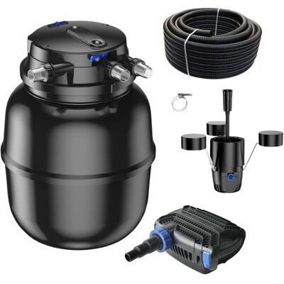 Aquaristikwelt24 - Druckteichfilter Set Cpu 50000 Mit 80w Eco Pumpe 10m Schlauch Externer Skimmer Nr.58 Aquaristikwelt24 - Druckteichfilter Set Cpu 50000 Mit 80w Eco Pumpe 10m Schlauch Externer Skimmer Nr.58