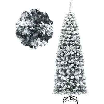 180 Bleistift Weihnachtsbaum Mit Schnee, Künstlicher Tannenbaum Mit Metallstaender, 500 Zweige Pvc Nadeln, Kunstbaum Weihnachten Klappsystem Gruen - Costway 180 Bleistift Weihnachtsbaum Mit Schnee, Künstlicher Tannenbaum Mit Metallstaender, 500 Zweige Pvc Nadeln, Kunstbaum Weihnachten Klappsystem Gruen - Costway
