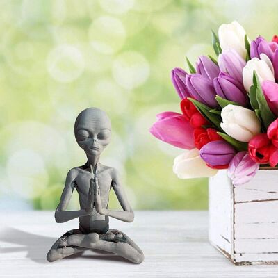 HEAT Meditative Alien-statue Aus Kunstharz, Dekoration Für Drinnen Und Draußen, Zen-figur Für Büro, Rasen, Zuhause. HEAT Meditative Alien-statue Aus Kunstharz, Dekoration Für Drinnen Und Draußen, Zen-figur Für Büro, Rasen, Zuhause.