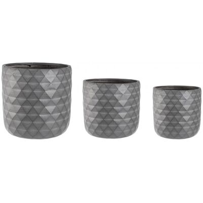 BIZZOTTO Set Mit 3 Runden Vasen 'pyramid To' Outdoor-für Pflanzen Und Blumen Aus Fiberglas -anthrazit BIZZOTTO Set Mit 3 Runden Vasen 'pyramid To' Outdoor-für Pflanzen Und Blumen Aus Fiberglas -anthrazit