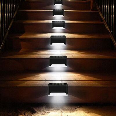 HEAT Solarbetriebene Treppenleuchten Für Den Außenbereich, Wasserdichte Weiße Led-beleuchtung Für Terrasse, Zaun, Garten, Patio, Set Aus Solartreppen. HEAT Solarbetriebene Treppenleuchten Für Den Außenbereich, Wasserdichte Weiße Led-beleuchtung Für Terrasse, Zaun, Garten, Patio, Set Aus Solartreppen.