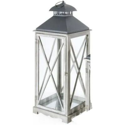 VERDELOOK Graue Laterne Arles 32 X 32 X 90 Cm Aus Holz Und Metall VERDELOOK Graue Laterne Arles 32 X 32 X 90 Cm Aus Holz Und Metall