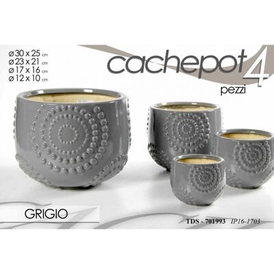 Webmarketpoint Chachepot Set 4 Dekorierte Graue Vasen Webmarketpoint Chachepot Set 4 Dekorierte Graue Vasen