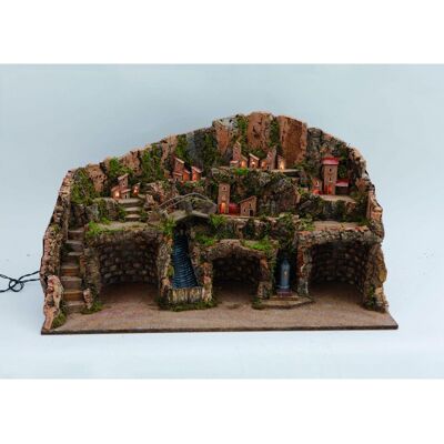 EURONATALE Neapolitanische Krippe Mit Lichtern Und Wasserfall Cm.80x50x45 EURONATALE Neapolitanische Krippe Mit Lichtern Und Wasserfall Cm.80x50x45