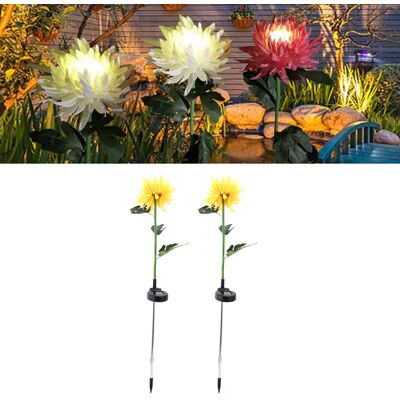 JUTE Set Aus 2 Led-solarlampen In Form Von Chrysanthemen, Künstliche Blumen Für Den Außenbereich, Hof Oder Rasen, Zum Einstecken In Den Boden, Zur Gartendekoration Und Landschaftsgestaltung (gelb). JUTE Set Aus 2 Led-solarlampen In Form Von Chrysanthemen, Künstliche Blumen Für Den Außenbereich, Hof Oder Rasen, Zum Einstecken In Den Boden, Zur Gartendekoration Und Landschaftsgestaltung (gelb).