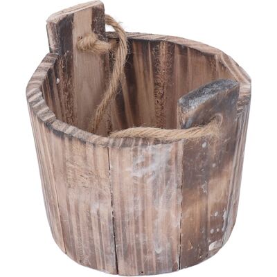 HEAT Runder Pflanzkübel Im Vintage-stil, Rustikal, Zum Aufhängen, Aus Holz, Für Garten, Terrasse, Büro Oder Zuhause HEAT Runder Pflanzkübel Im Vintage-stil, Rustikal, Zum Aufhängen, Aus Holz, Für Garten, Terrasse, Büro Oder Zuhause