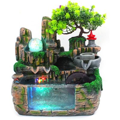 SENDERPICK Zimmerbrunnen Springbrunnen Garten Tischplatte Brunnen Harz Wasserfall Wasserspiel Brunnen Wohnkultur Ornament Harz SENDERPICK Zimmerbrunnen Springbrunnen Garten Tischplatte Brunnen Harz Wasserfall Wasserspiel Brunnen Wohnkultur Ornament Harz