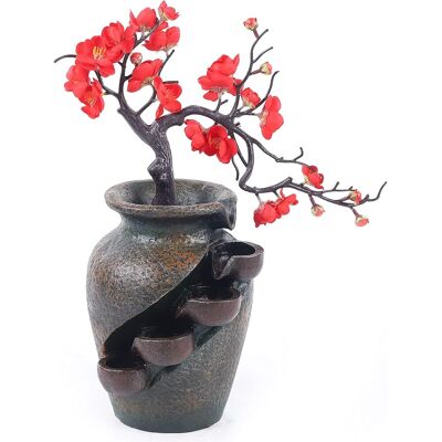 GOJOY Vase Brunnen Zimmerbrunnen Wasserfall Tischbrunnen Dekoration Mit Wasserpumpe Tischplatte Brunnen Vase Landschaft Dunkelbraun GOJOY Vase Brunnen Zimmerbrunnen Wasserfall Tischbrunnen Dekoration Mit Wasserpumpe Tischplatte Brunnen Vase Landschaft Dunkelbraun