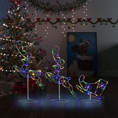 vidaXL Weihnachtsdeko LED Rentier & Schlitten Acryl 260x21x87 cm Farbige Dekoration vidaXL Weihnachtsdeko LED Rentier & Schlitten Acryl 260x21x87 cm Farbige Dekoration