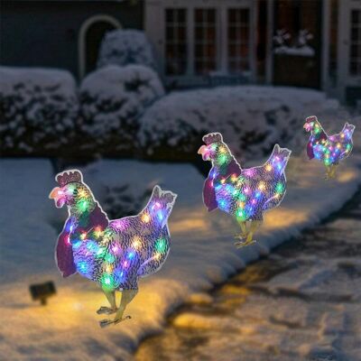 HEAT Huhn Mit Schal, Lichterkette, Flache Gartenskulptur, Hühnerornamente Für Rasen- Und Gartendekorationen, Weihnachtsdekoration HEAT Huhn Mit Schal, Lichterkette, Flache Gartenskulptur, Hühnerornamente Für Rasen- Und Gartendekorationen, Weihnachtsdekoration