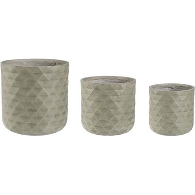 BIZZOTTO Set Mit 3 Runden Vasen "pyramid To" Outdoor-für Pflanzen Und Blumen Aus Fiberglas -salbeifarben BIZZOTTO Set Mit 3 Runden Vasen "pyramid To" Outdoor-für Pflanzen Und Blumen Aus Fiberglas -salbeifarben