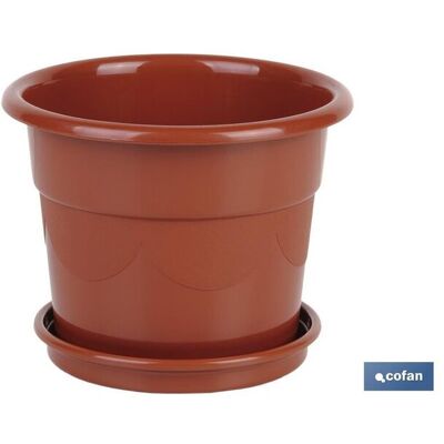 Cofan Dalia 19x16,5cm Braune Pflanzgefäß mit Untersetzer - Blumentopf Cofan Dalia 19x16,5cm Braune Pflanzgefäß mit Untersetzer - Blumentopf
