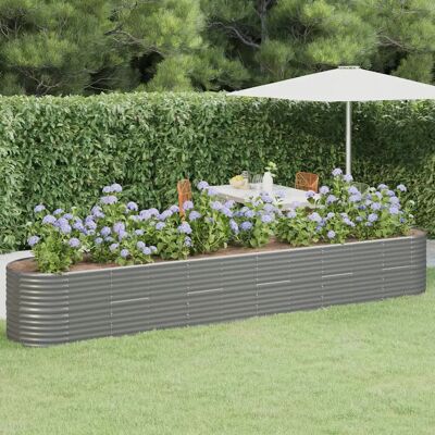 vidaXL Grauer pulverbeschichteter Stahl Gartenblumenkübel 440x80x68cm vidaXL Grauer pulverbeschichteter Stahl Gartenblumenkübel 440x80x68cm