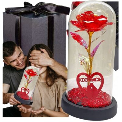OEM Ewige Rose Aus Glas Mit Led-beleuchtung In Einer Schwarzen Box OEM Ewige Rose Aus Glas Mit Led-beleuchtung In Einer Schwarzen Box