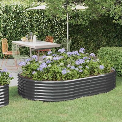 vidaXL Stahl-Gartenpflanzgefäß 214x140x36 cm - Anthrazit - Gartentyp vidaXL Stahl-Gartenpflanzgefäß 214x140x36 cm - Anthrazit - Gartentyp