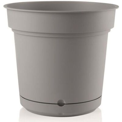 Teraplast - Outdoor Runde Vase Aus Kunstoff Mit Untersetzer ''Hydral Element'' Für Blumen Und Pflanzen -38 Cm / Fog Grey Teraplast - Outdoor Runde Vase Aus Kunstoff Mit Untersetzer ''Hydral Element'' Für Blumen Und Pflanzen -38 Cm / Fog Grey